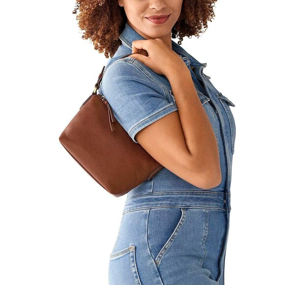 New Fossil Julianna Mini Hobo Leather Medium Brown - Picture 3 of 5